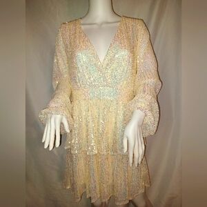 BOOHOO Elegant Cream Sequin Dress